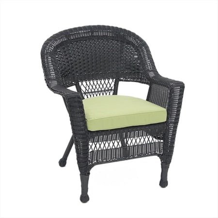 Propation Black Wicker Chair With Green Cushion PR782297